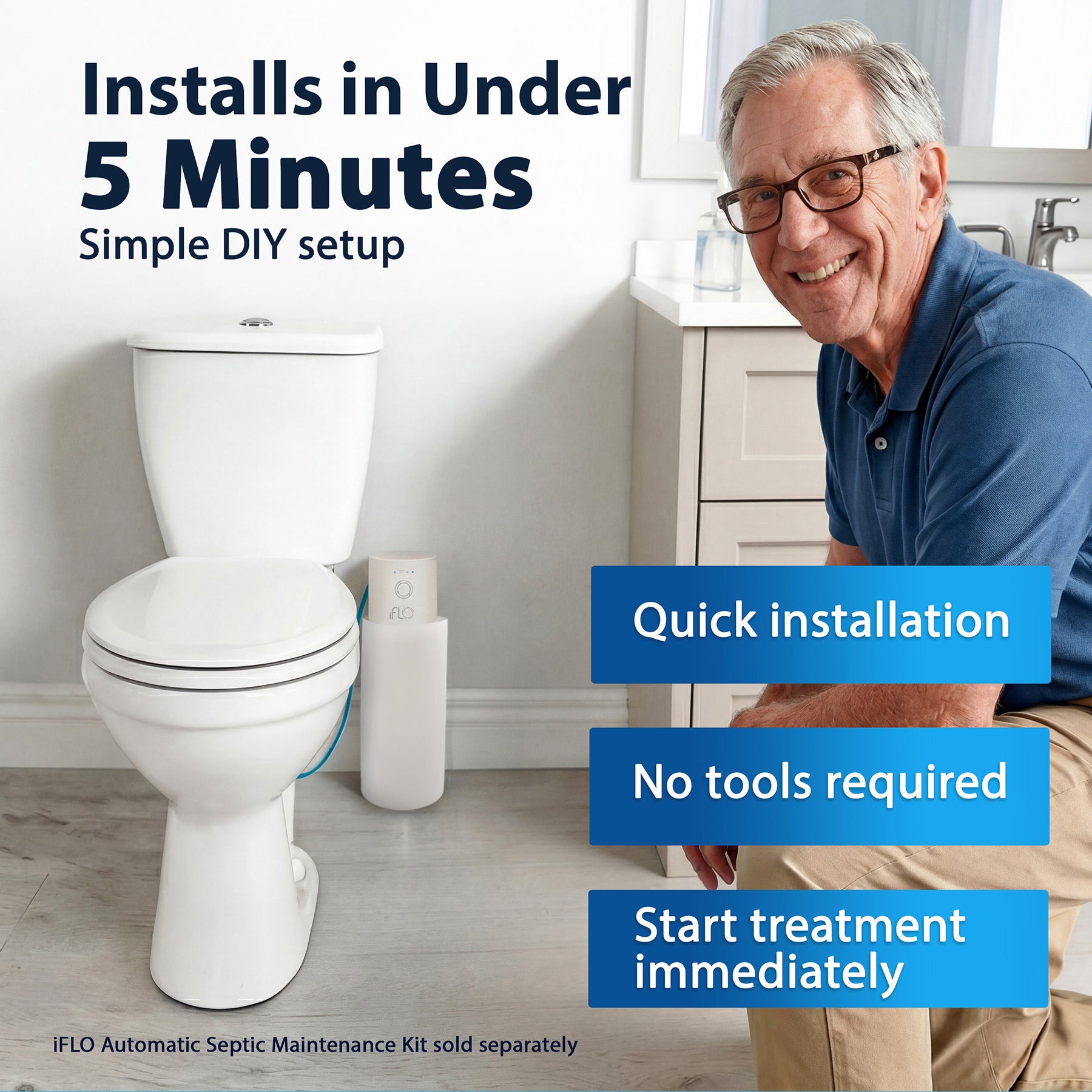 iFLO® Automatic Septic Maintenance & Rejuvenation System – Prevents Unnecessary Pumpouts – 6-Month Supply