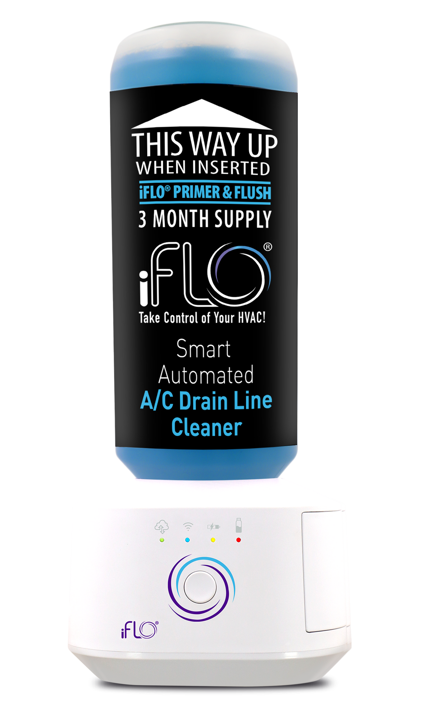 iFLO®  Smart Automated AC Drain Line Cleaning System, Includes 36oz Primer & Flush bottle