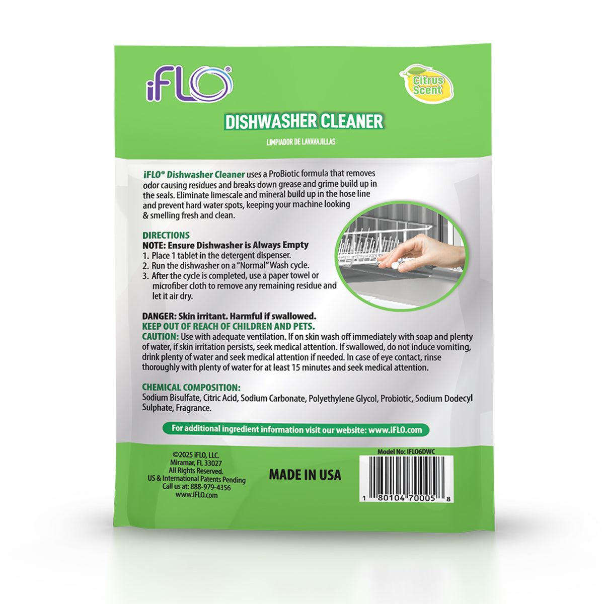iFLO® Dishwasher Cleaner Tablets  with iFLOBiotic™, 6 Pack