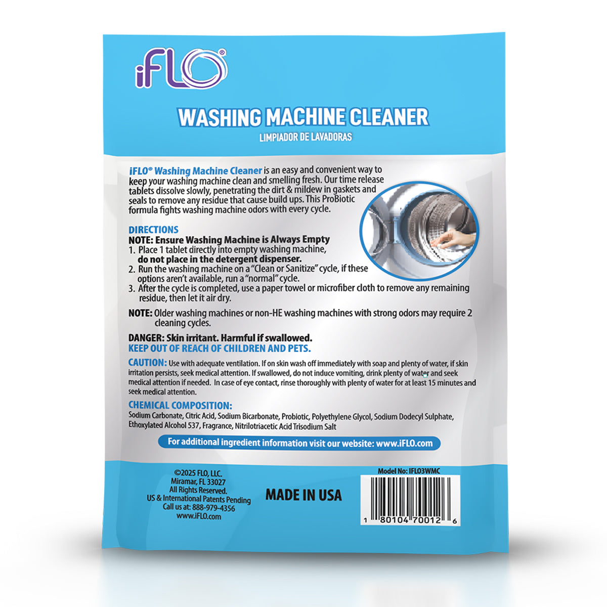 iFLO® Washing Machine Cleaner Tablets with iFLOBiotic™, 3 Pack