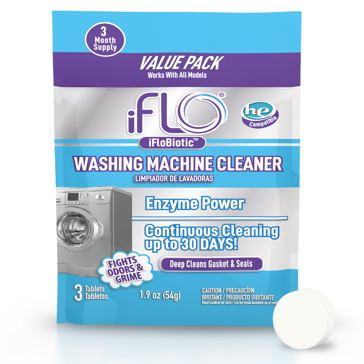 iFLO® Washing Machine Cleaner Tablets with iFLOBiotic™, 3 Pack
