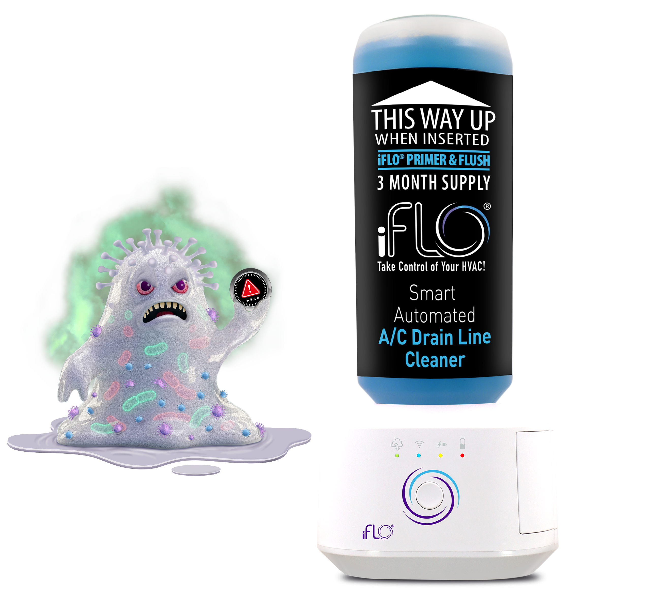 iFLO® Smart Automated AC Drain Line Cleaning System, Includes 3 Month Cartridge
